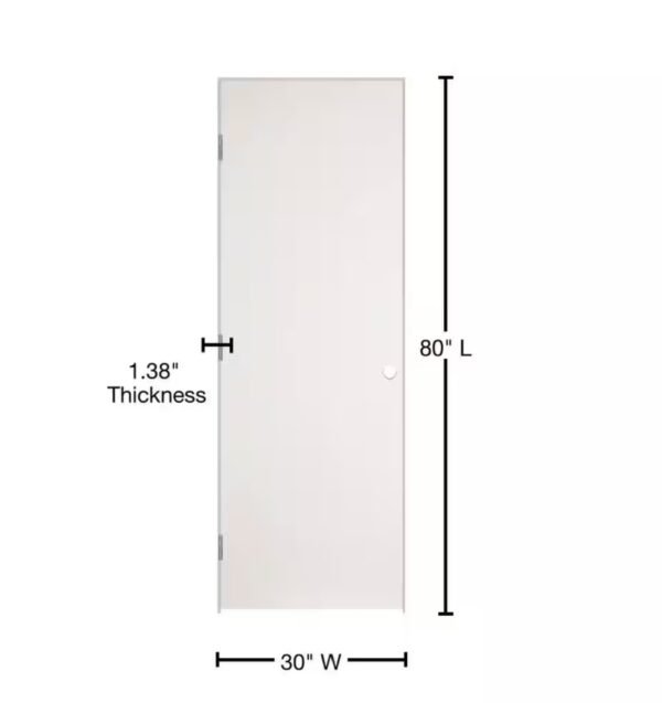 30 in. x 80 in. No Panel Right-Handed Primed Composite Hollow Core Single Prehung Interior Door 4-9/16 in. Flat Jamb